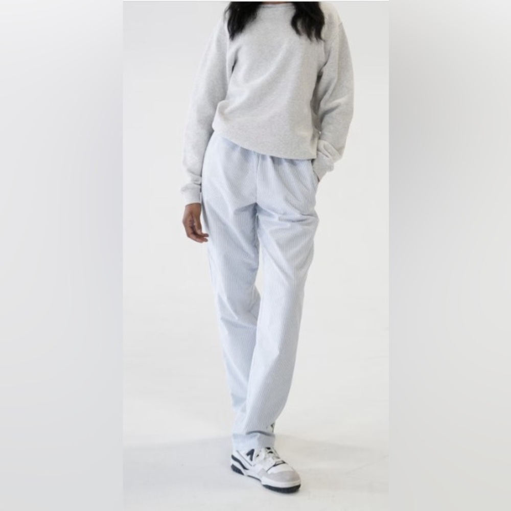 Djerf Avenue Breezy Pants in Blue Stripe, XS
